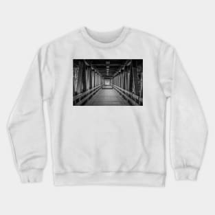 Riverwalk Covered Bridge New Hampshire Black and White Crewneck Sweatshirt